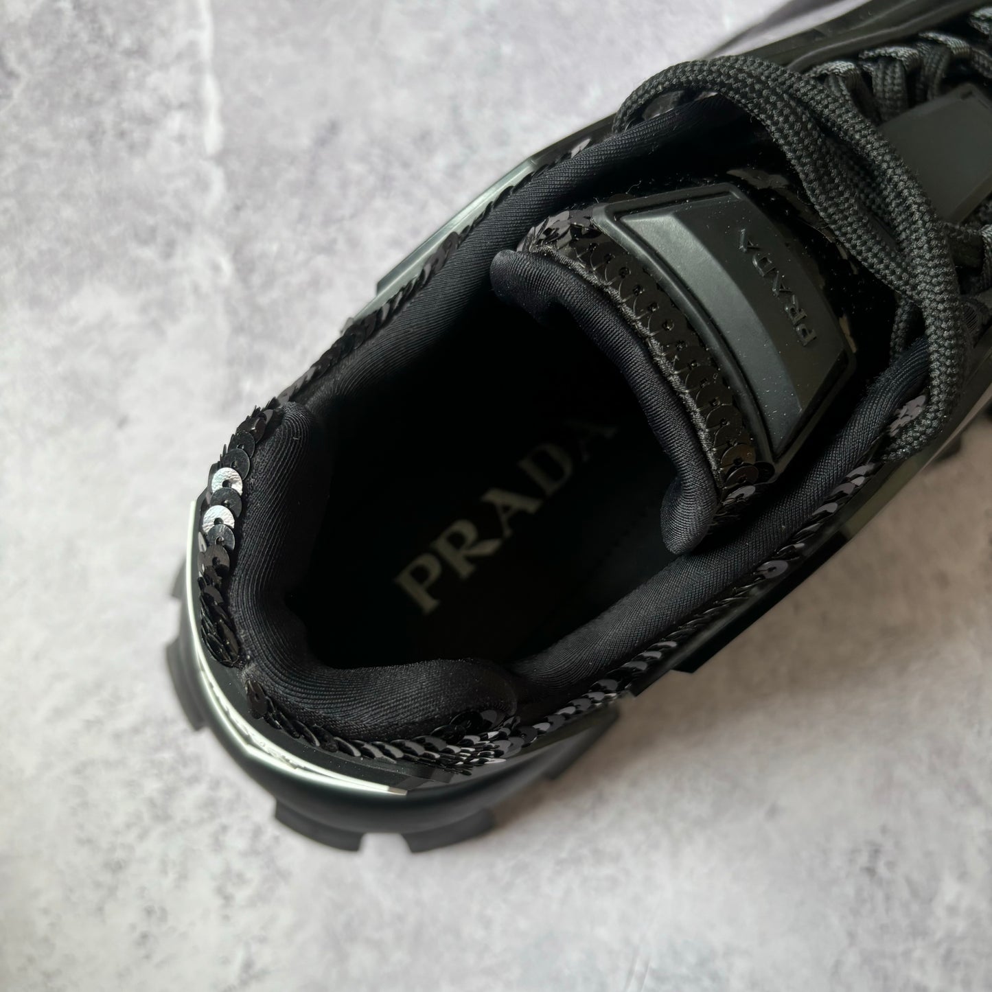 Prada Sequin Thunder Cloudburst Trainers - UK 9