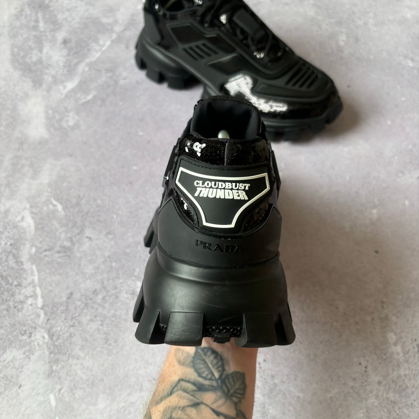Prada Sequin Thunder Cloudburst Trainers - UK 9