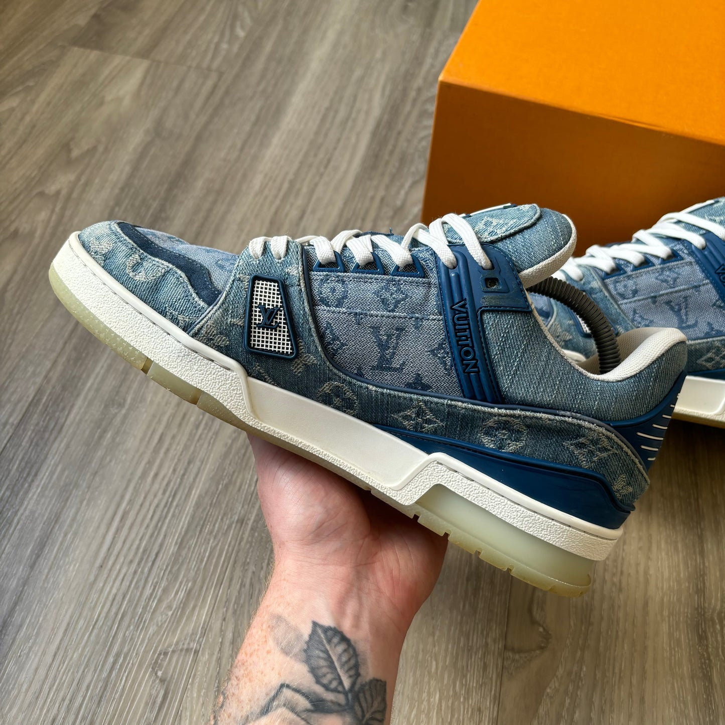 Louis Vuitton Denim Trainers UK 9.5