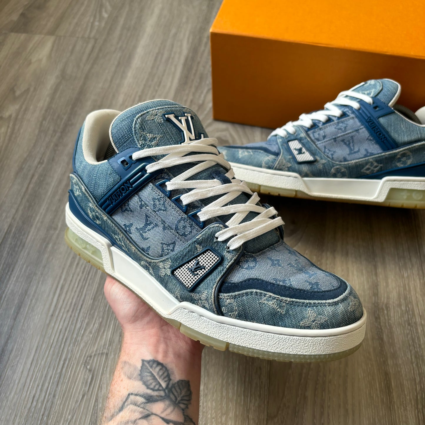 Louis Vuitton Denim Trainers UK 9.5