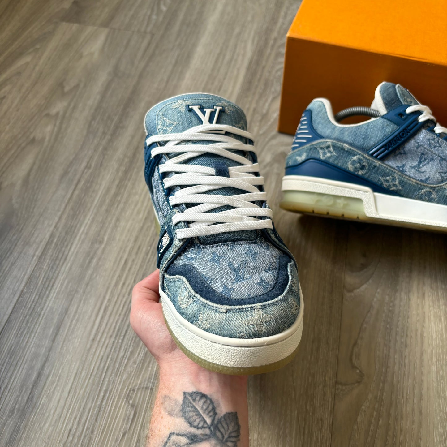 Louis Vuitton Denim Trainers UK 9.5