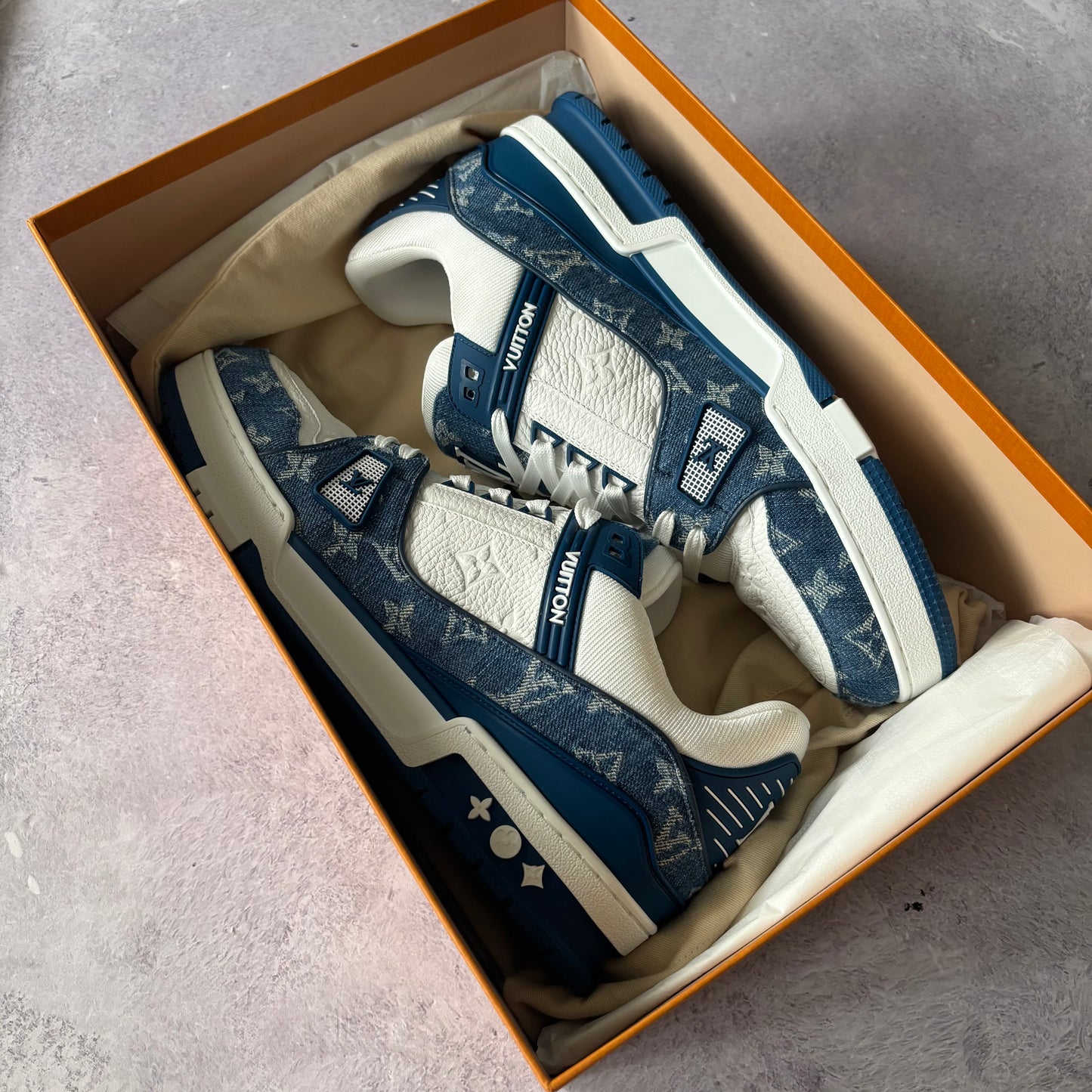 Louis Vuitton Denim Trainers - Fits UK 10