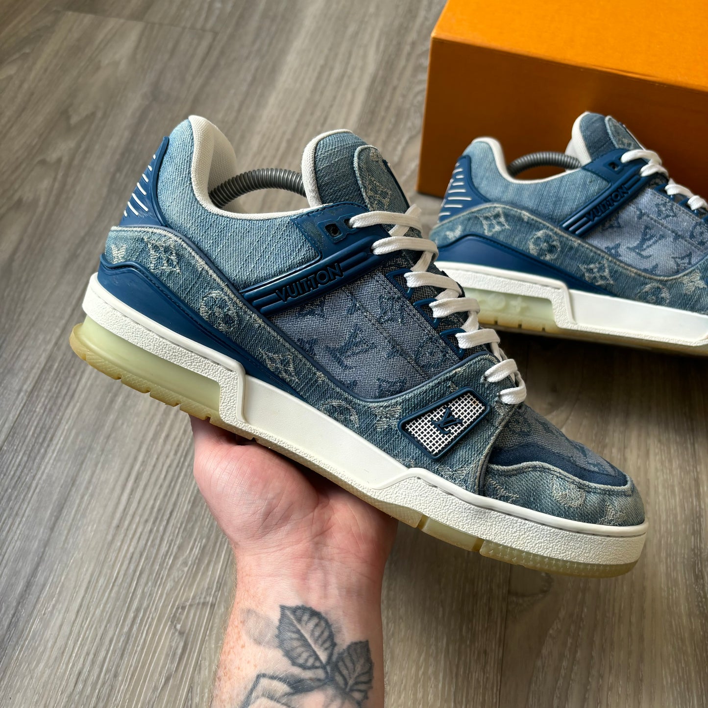 Louis Vuitton Denim Trainers UK 9.5