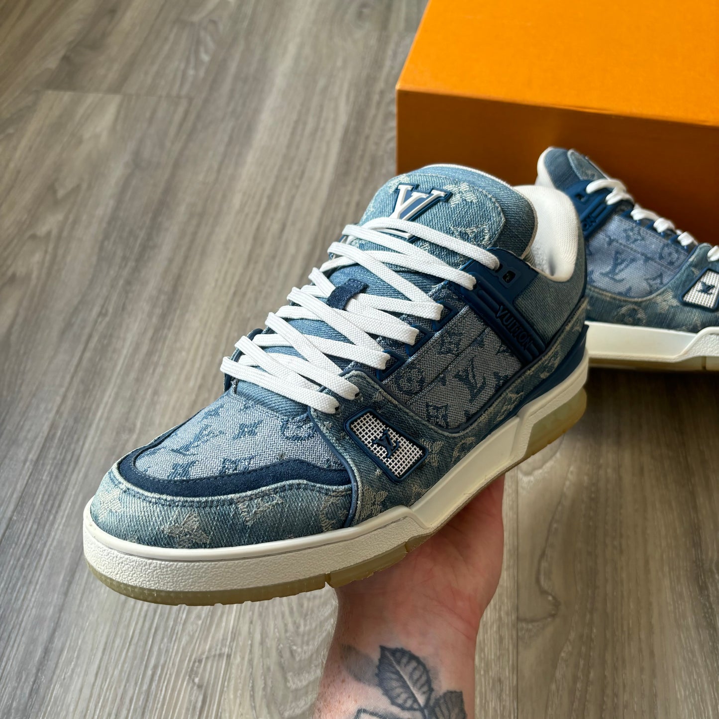 Louis Vuitton Denim Trainers UK 9.5