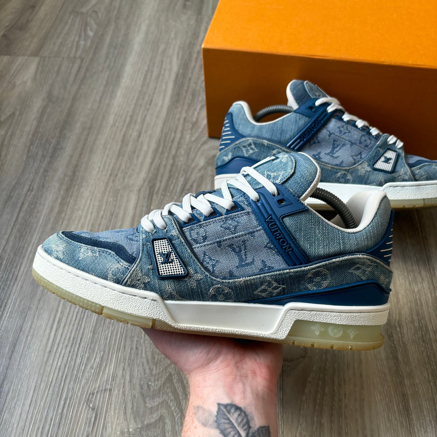 Louis Vuitton Denim Trainers UK 9.5