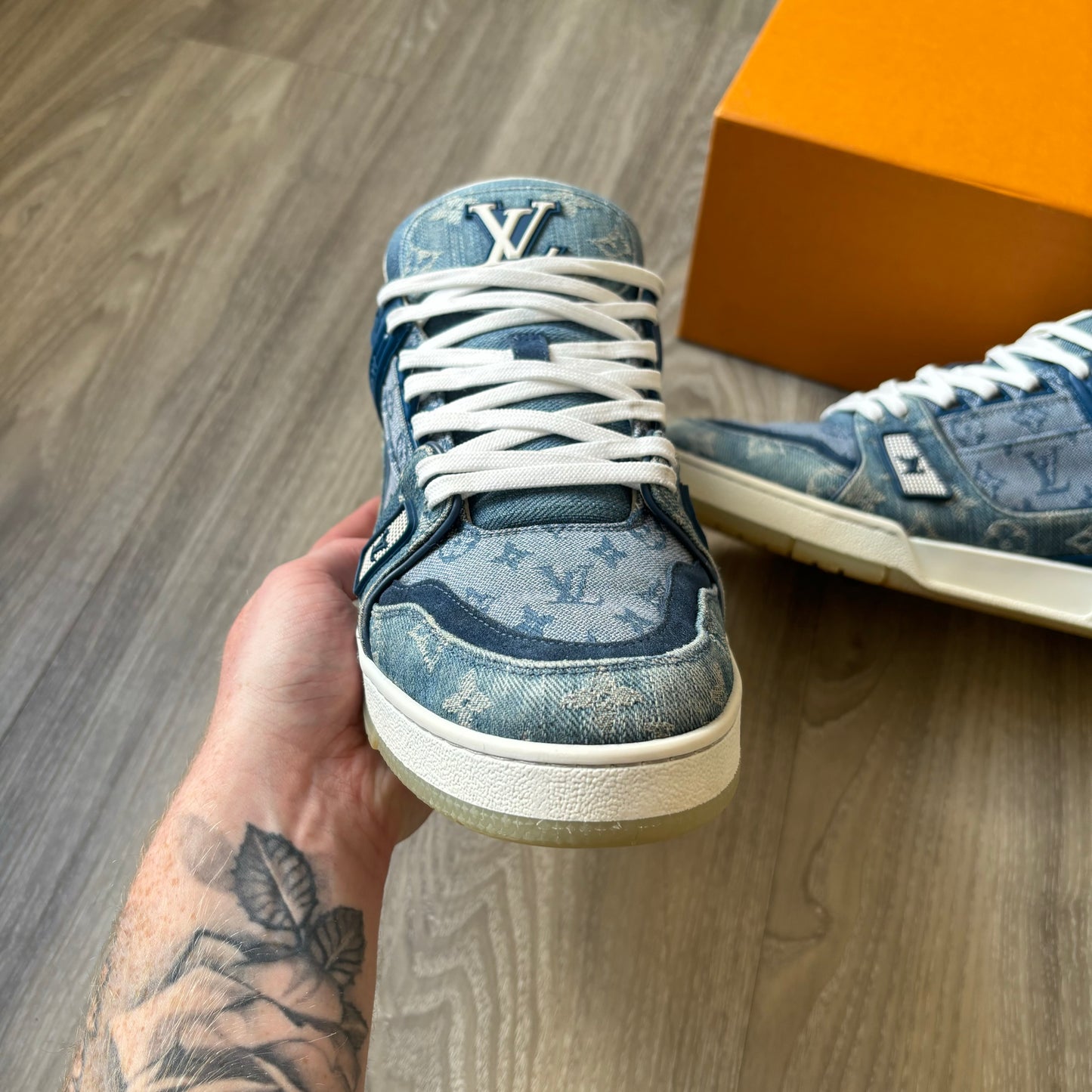 Louis Vuitton Denim Trainers UK 9.5