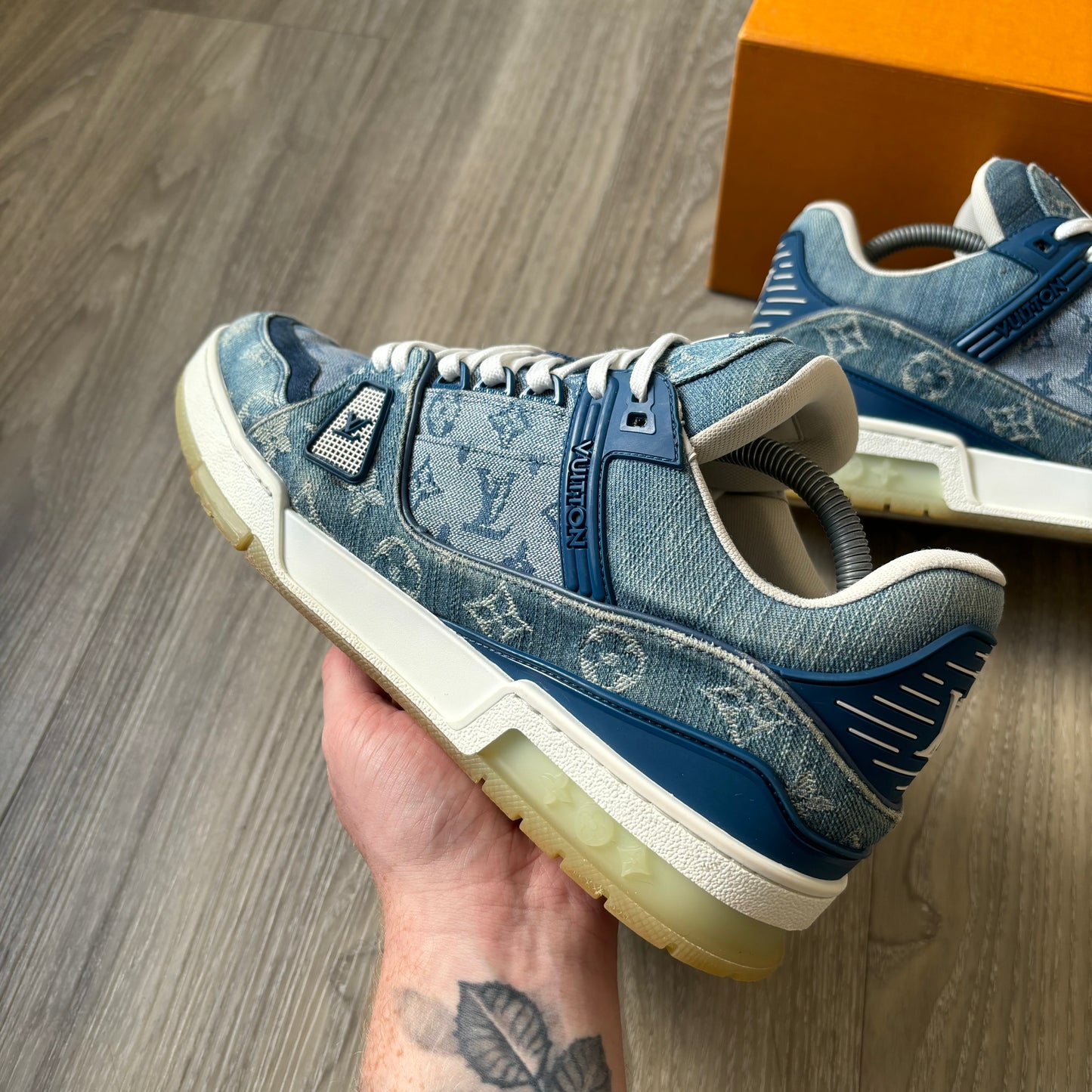 Louis Vuitton Denim Trainers UK 9.5