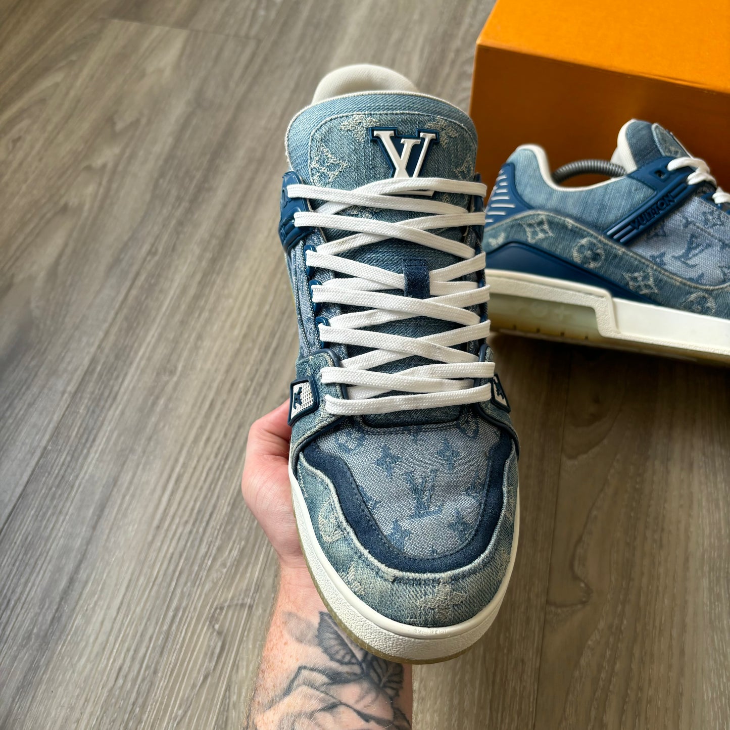 Louis Vuitton Denim Trainers UK 9.5