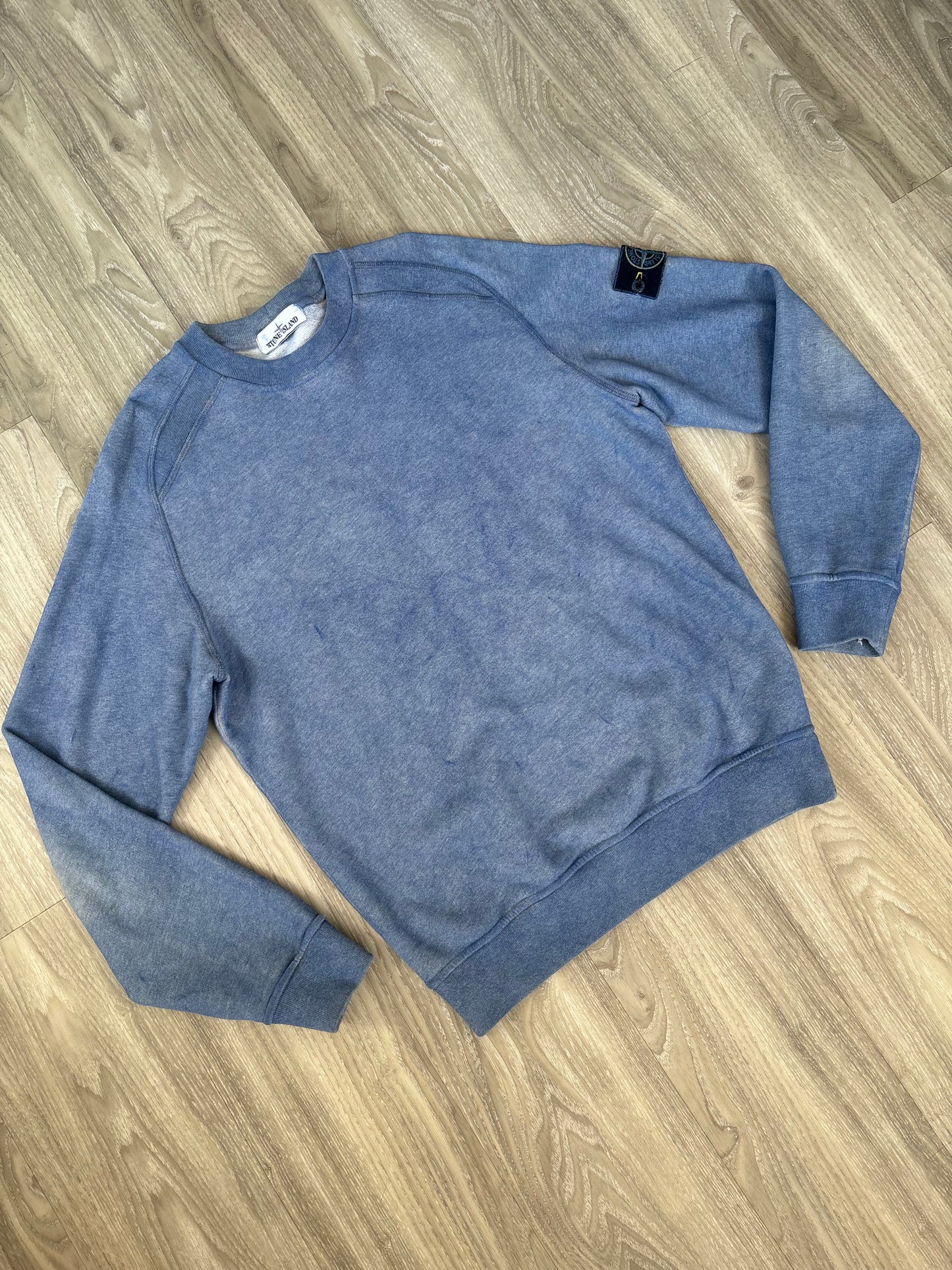 Stone Island Blue Dust Treatment Crewneck Jumper Size S