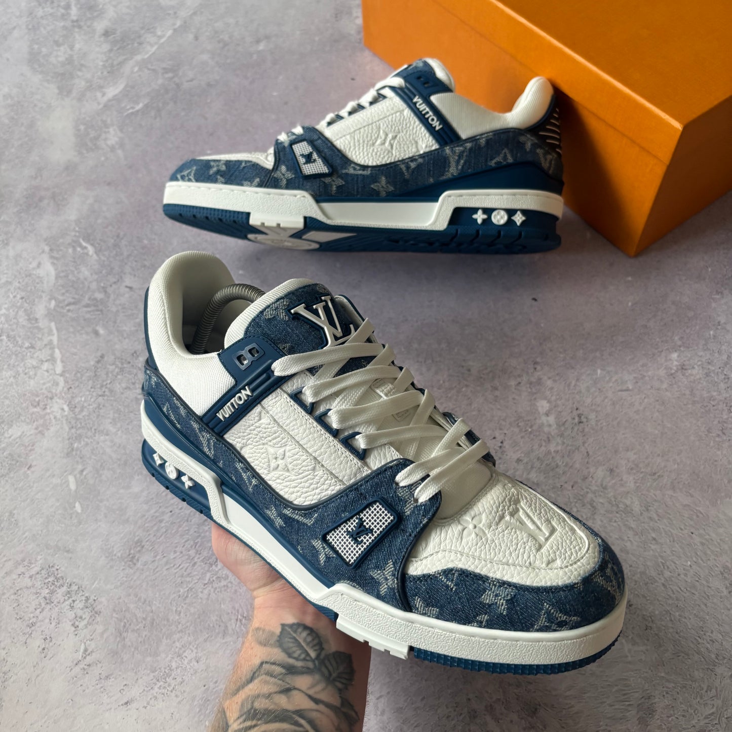 Louis Vuitton Denim Trainers - Fits UK 10