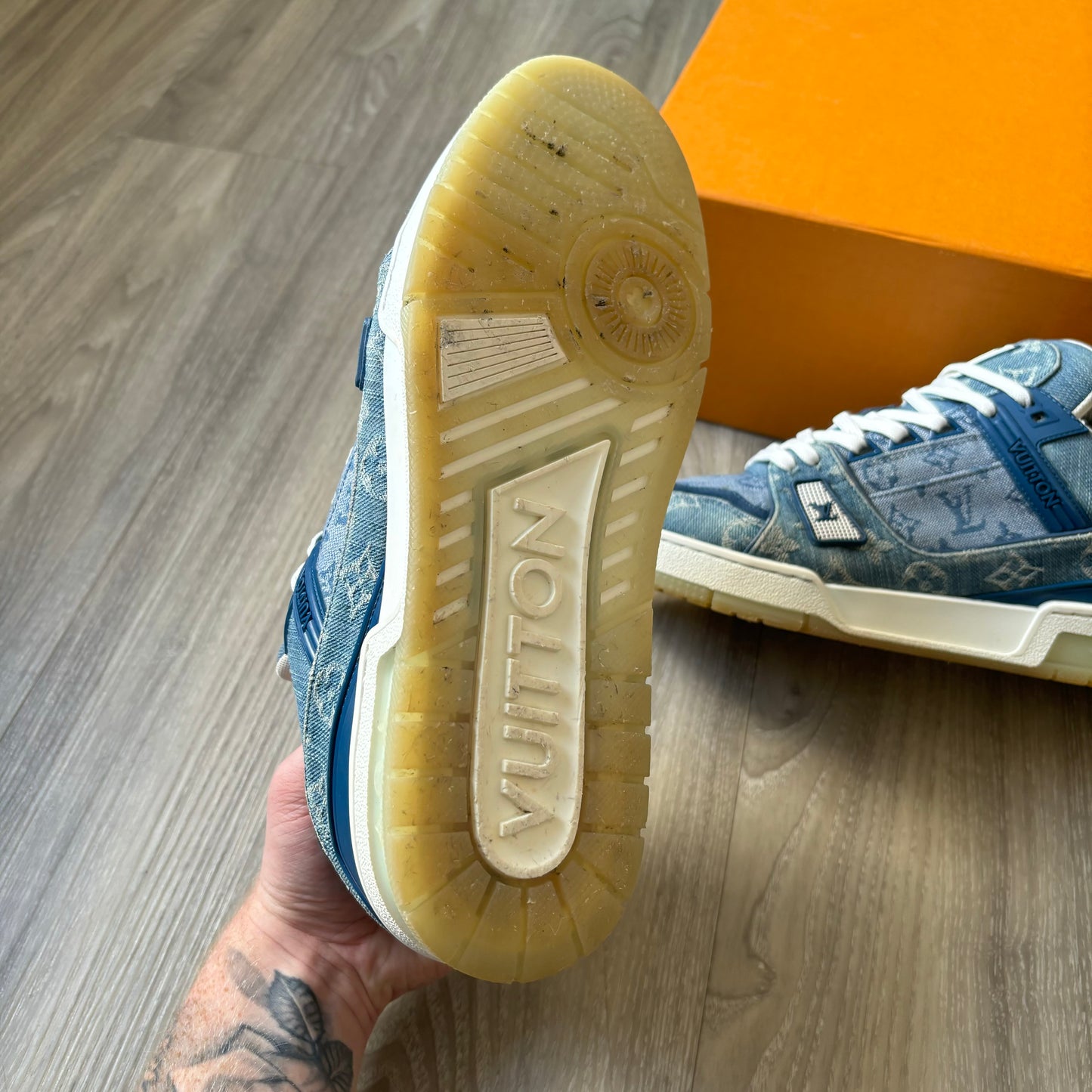 Louis Vuitton Denim Trainers UK 9.5