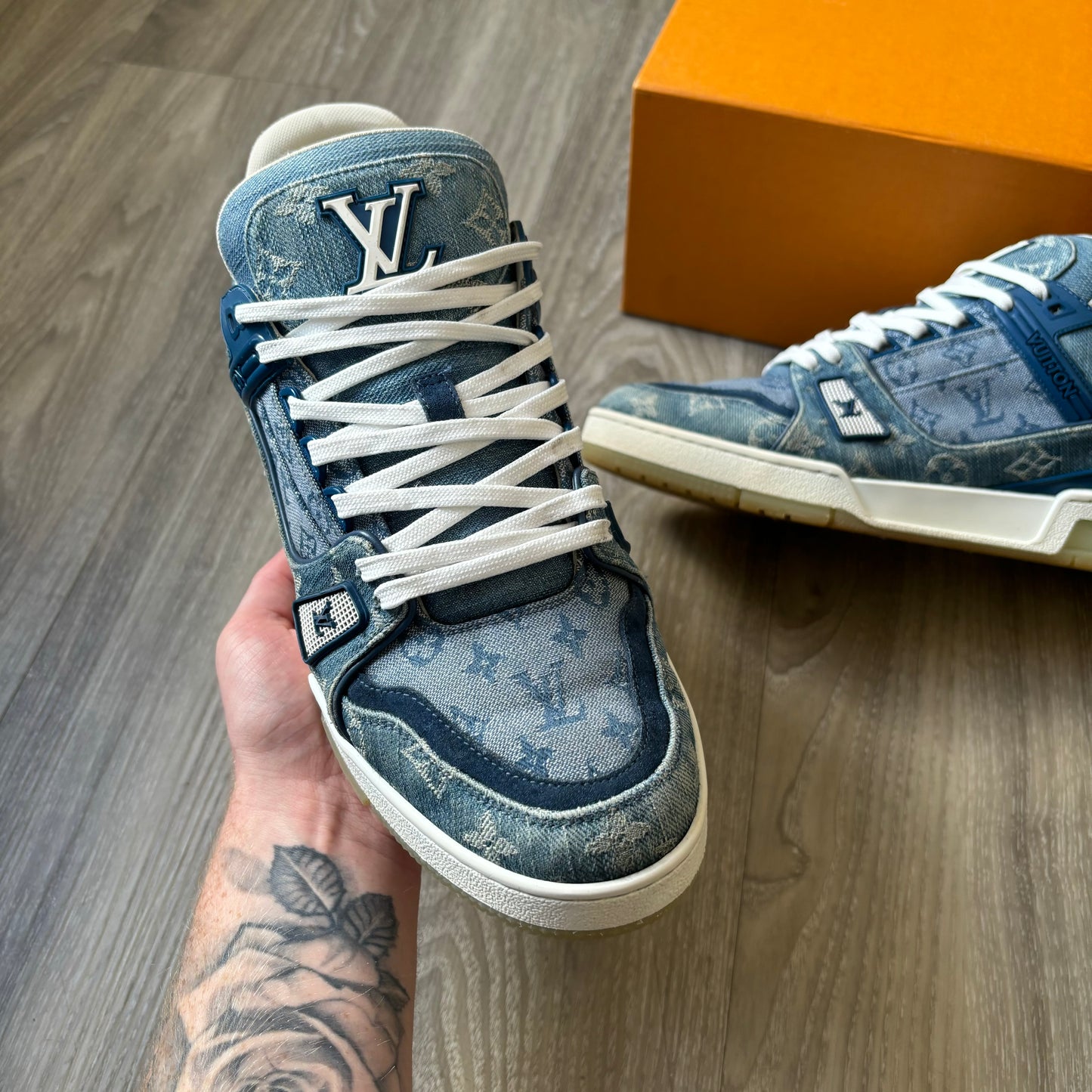 Louis Vuitton Denim Trainers UK 9.5