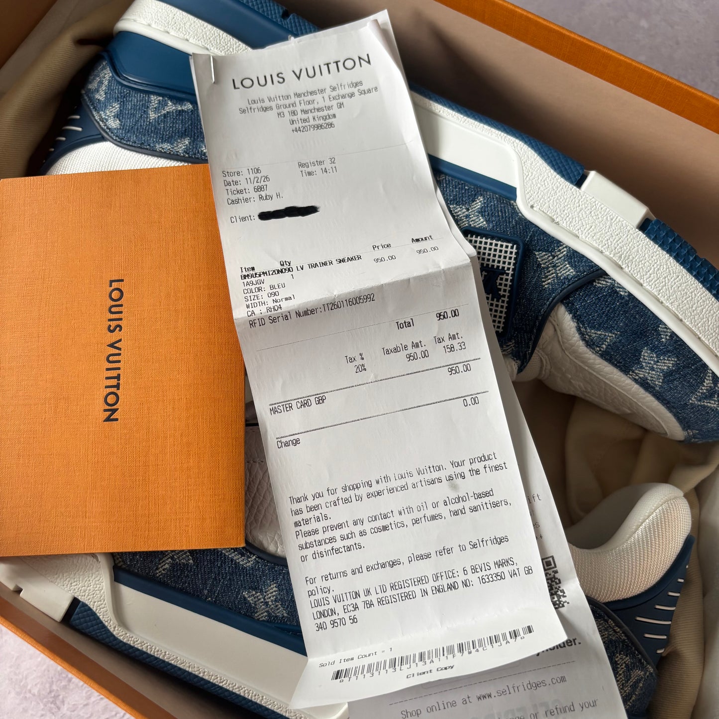 Louis Vuitton Denim Trainers - Fits UK 10