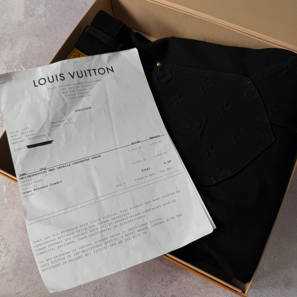 Louis Vuitton Carpenter Jeans - Size 32